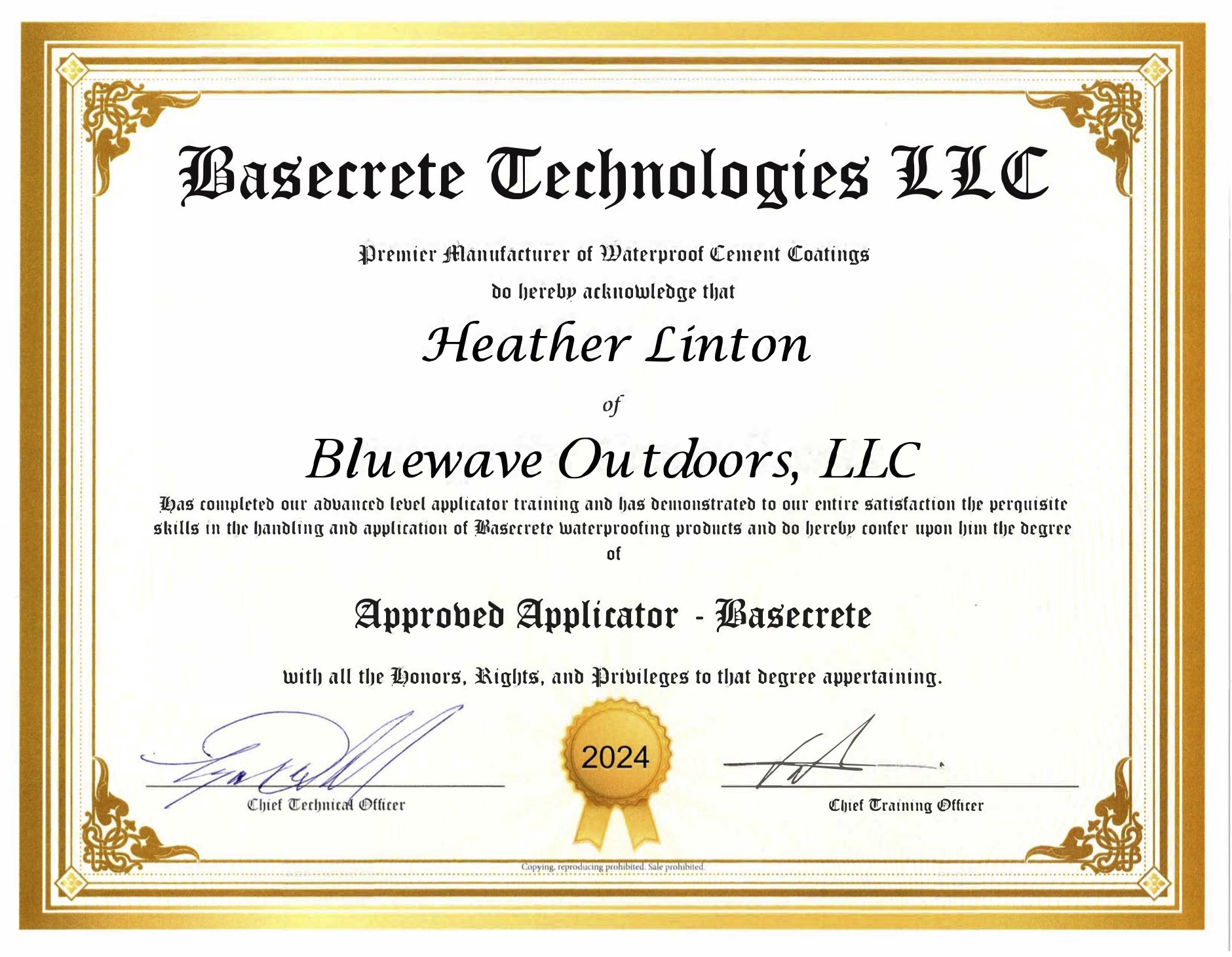 Waterproofing Certification