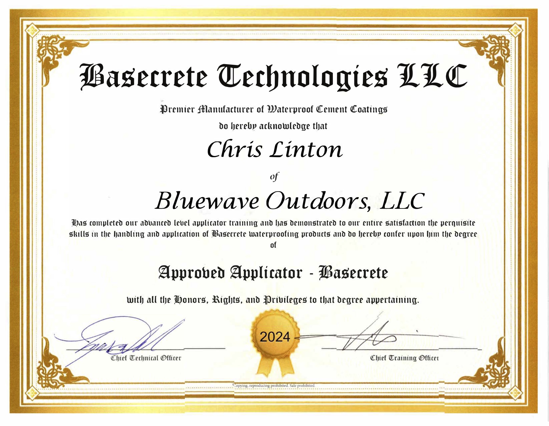 Waterproofing Certification