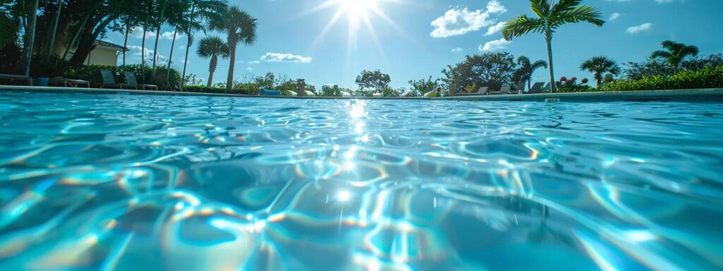 a crystal clear pool under the bright florida sun with perfectly balanced chlorine levels.
