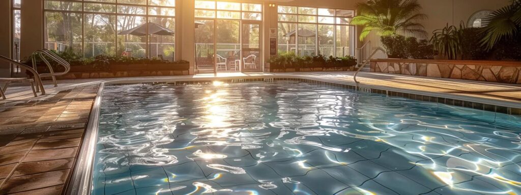 a sparkling pool under the warm sun, with a technician conducting routine water testing and inspecting equipment to keep it inviting and safe.