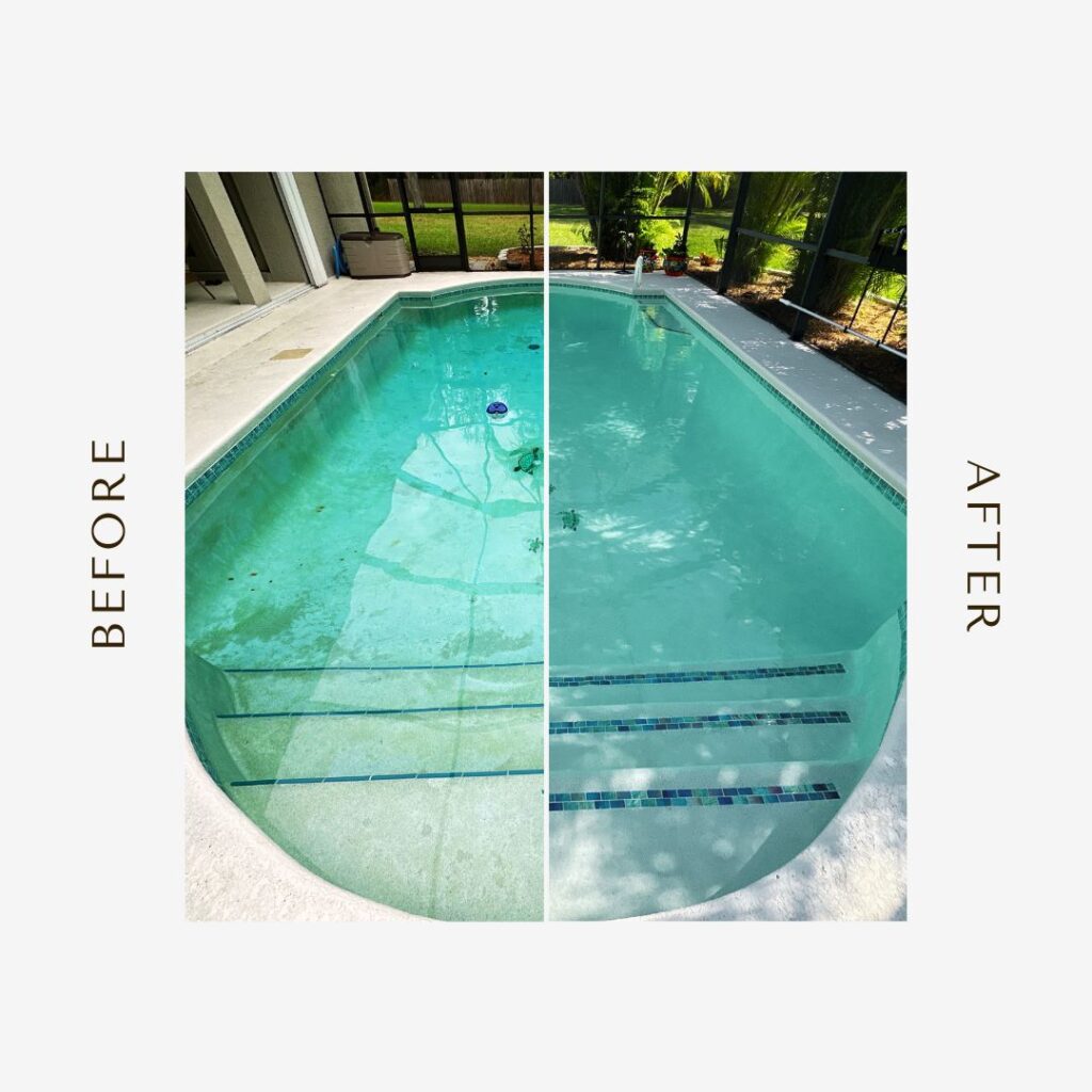 Before and after a pool remodel